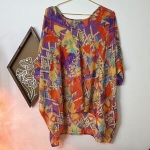 Show Me Your MuMu Peta Tunic V Neck Sheer Blouse Sz.M